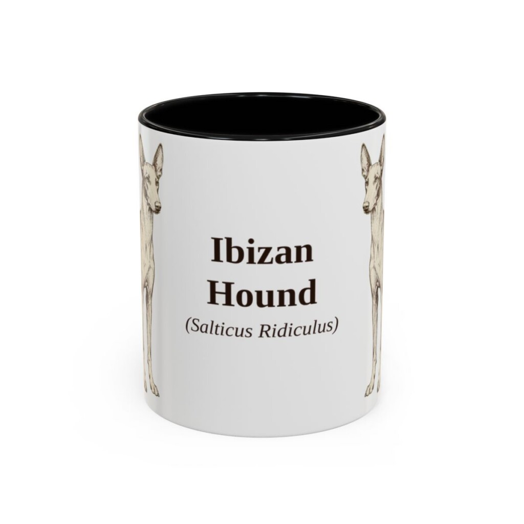 11oz Ibizan Hound Latin Mug, Black, front view