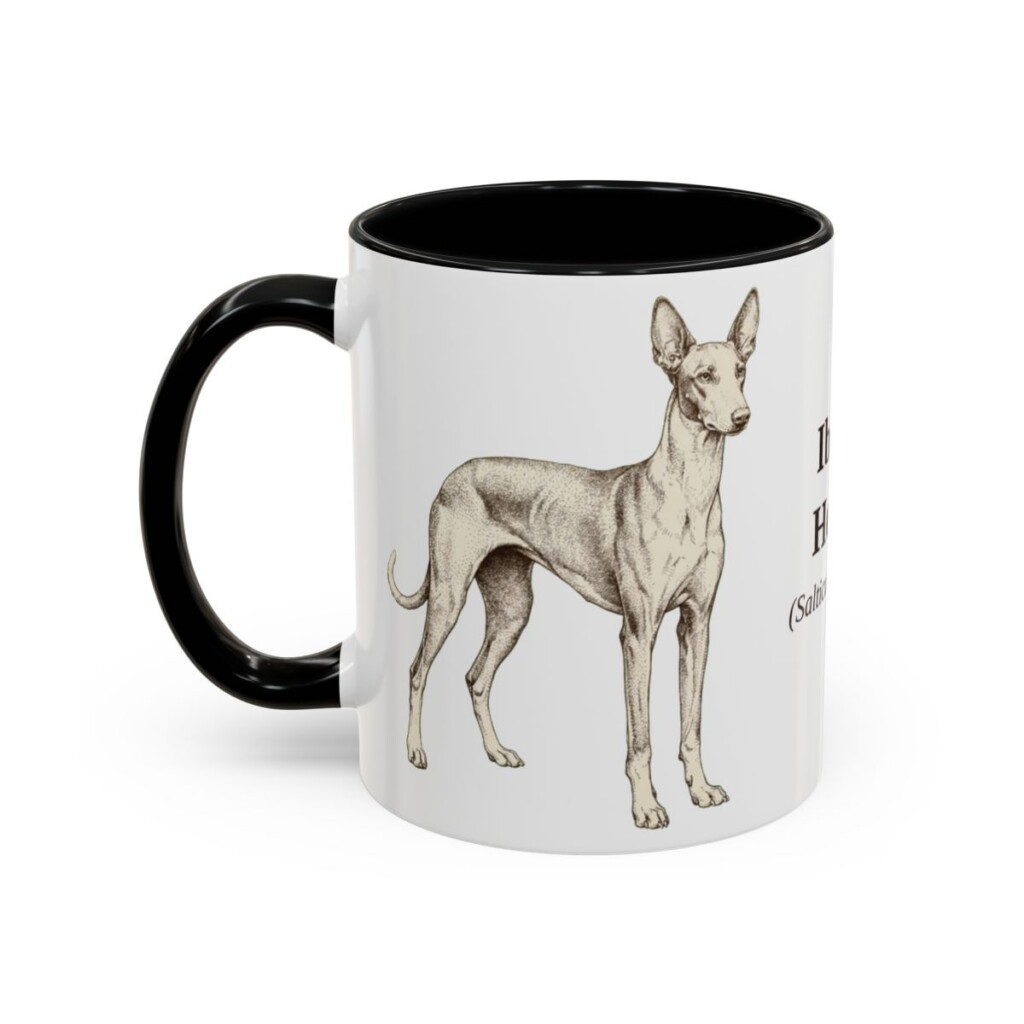 11oz Ibizan Hound Latin Mug, Black, left side view
