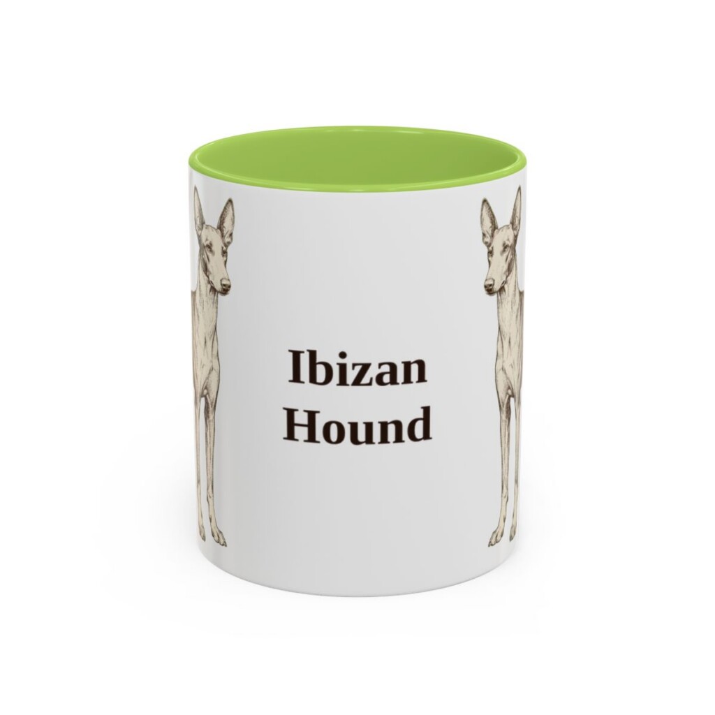 11oz-ibizan-hound-mug-light-green 11oz Ibizan Hound Mug, Light Green, front view