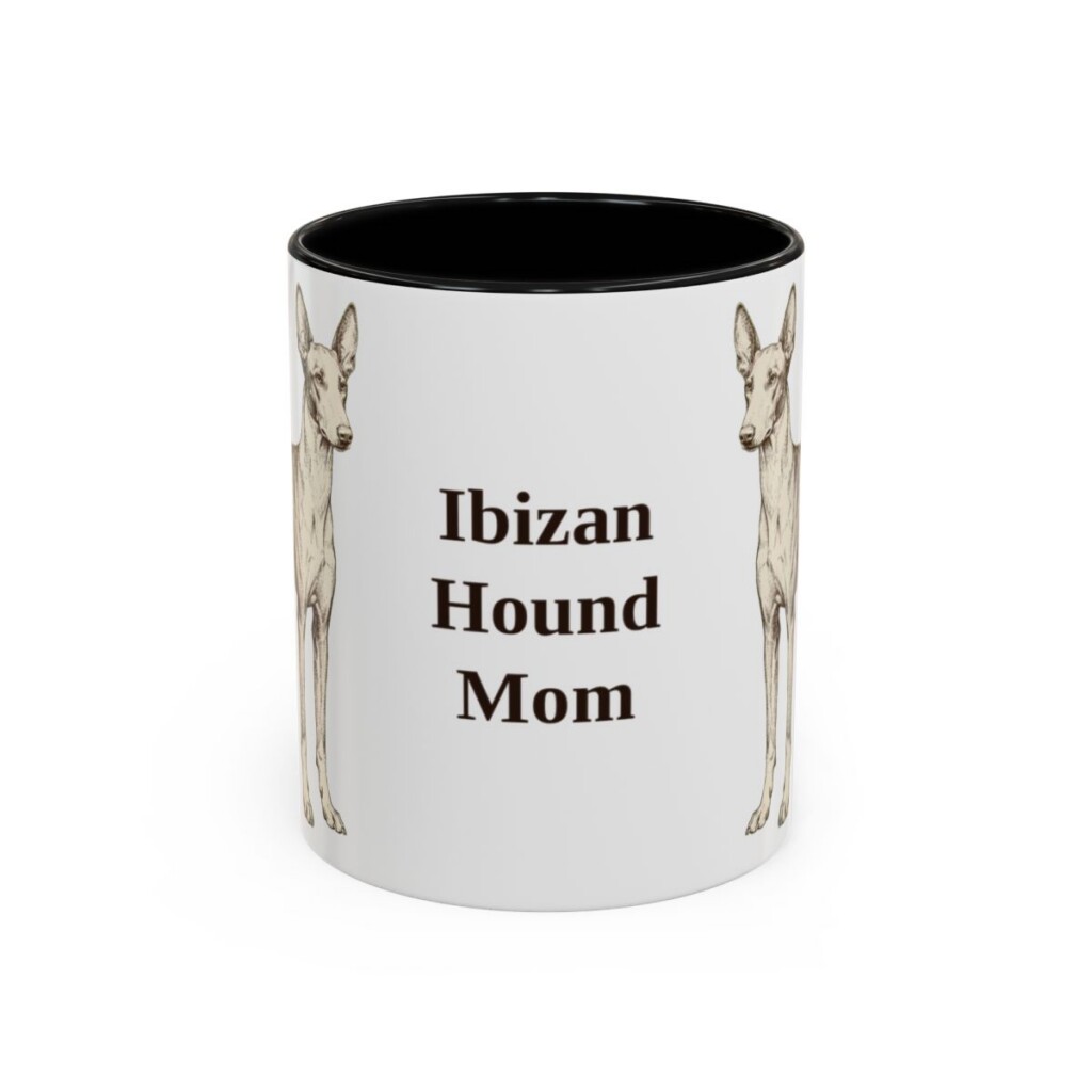11oz Ibizan Hound Dog Mom Mug, Black, front view