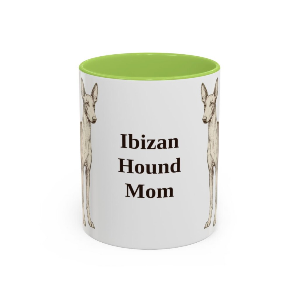 11oz Ibizan Hound Dog Mom Mug, Light Green, front view