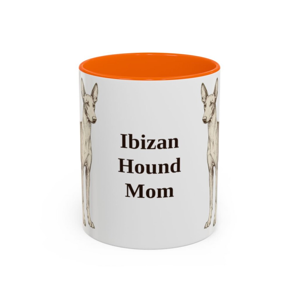 11oz Ibizan Hound Dog Mom Mug, Orange, front view