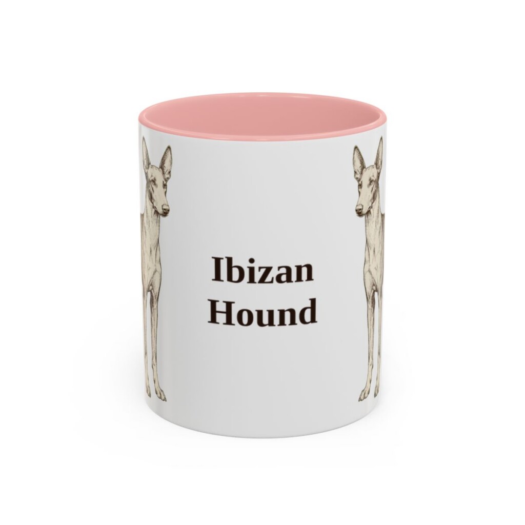 11oz-ibizan-hound-mug-pink 11oz Ibizan Hound Mug, Pink, front view
