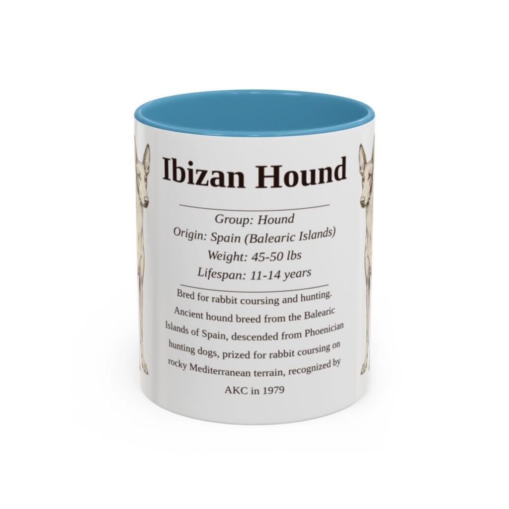 11oz-ibizan-hound-mug-writeup-light-blue 11oz Ibizan Hound Mug, Light Blue, front view