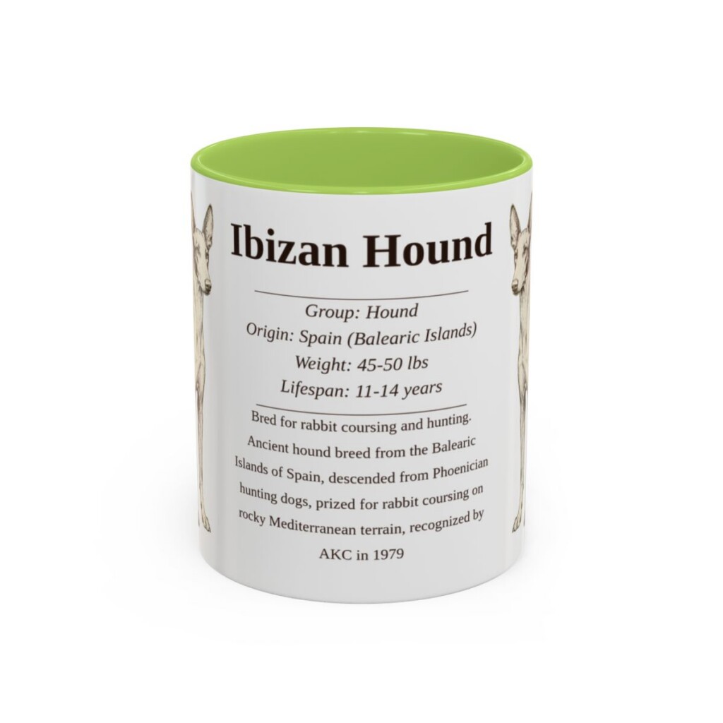 11oz-ibizan-hound-mug-writeup-light-green 11oz Ibizan Hound Mug, Light Green, front view