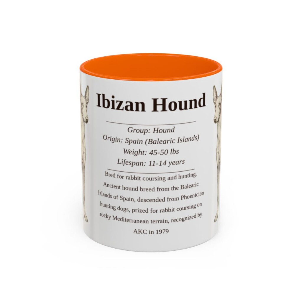 11oz-ibizan-hound-mug-writeup-orange 11oz Ibizan Hound Mug, Orange, front view