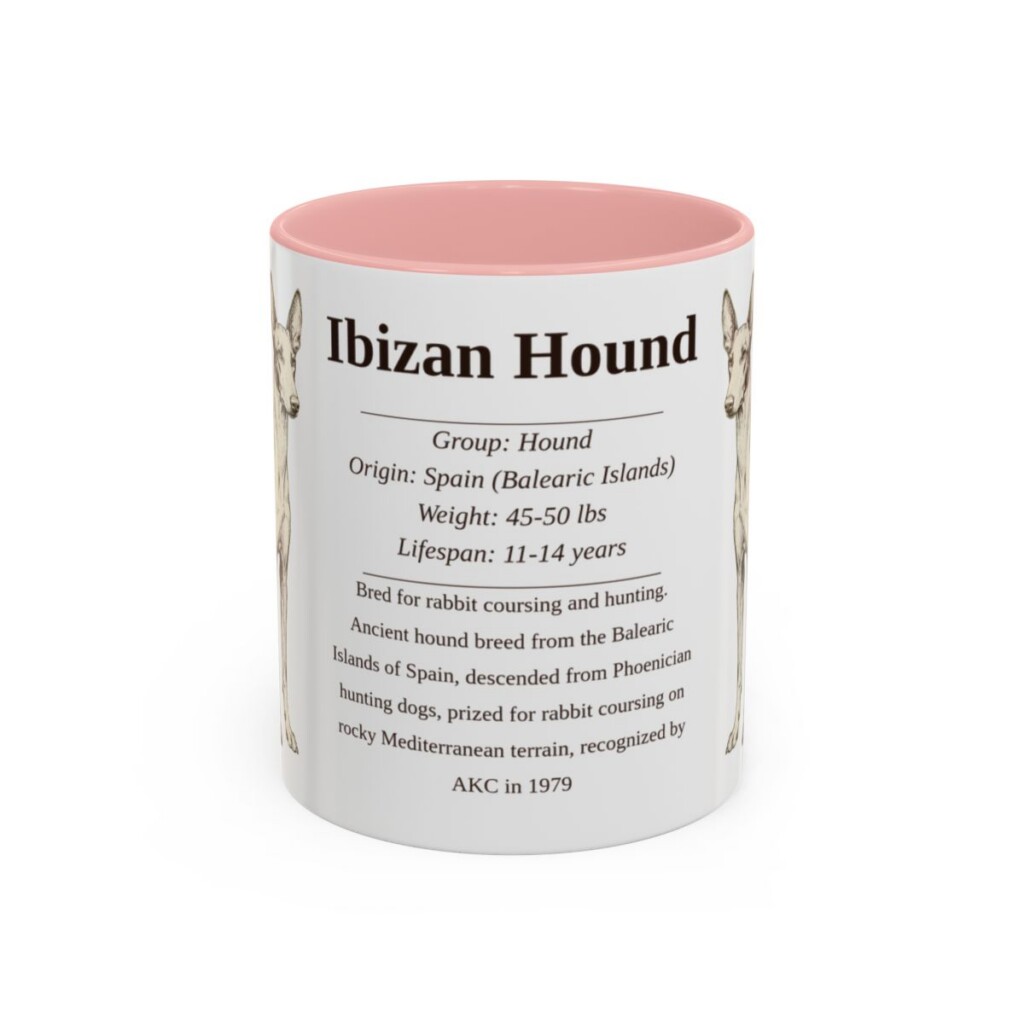 11oz-ibizan-hound-mug-writeup-pink 11oz Ibizan Hound Mug, Pink, front view
