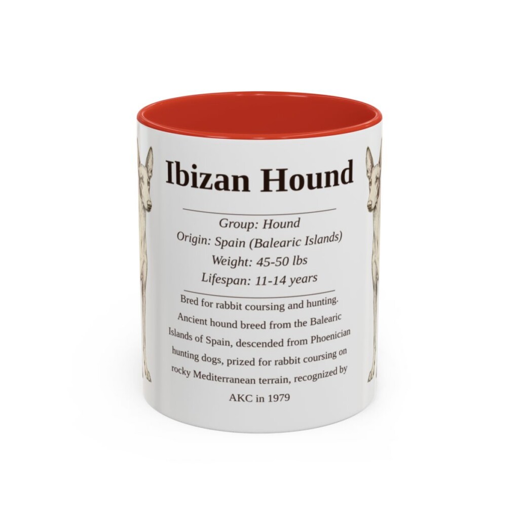 11oz-ibizan-hound-mug-writeup-red 11oz Ibizan Hound Mug, Red, front view