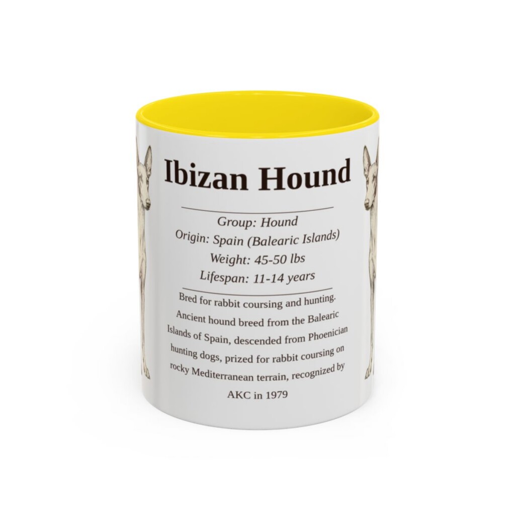 11oz-ibizan-hound-mug-writeup-yellow 11oz Ibizan Hound Mug, Yellow, front view