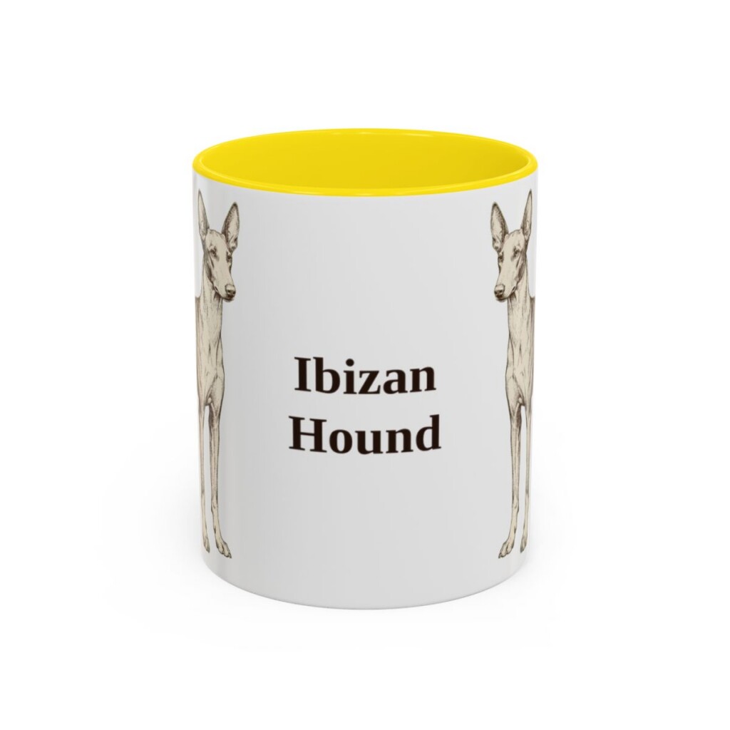 11oz-ibizan-hound-mug-yellow 11oz Ibizan Hound Mug, Yellow, front view