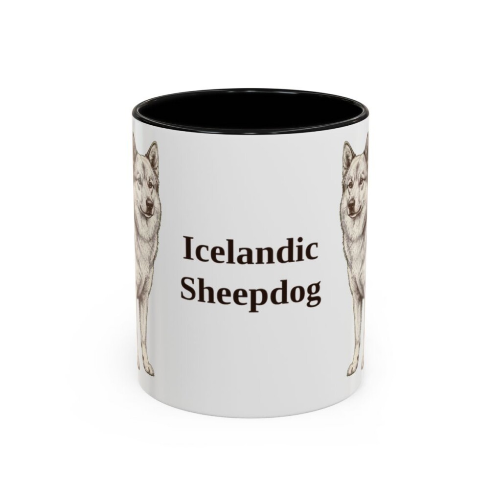 11oz Icelandic Sheepdog Mug, Black, front view