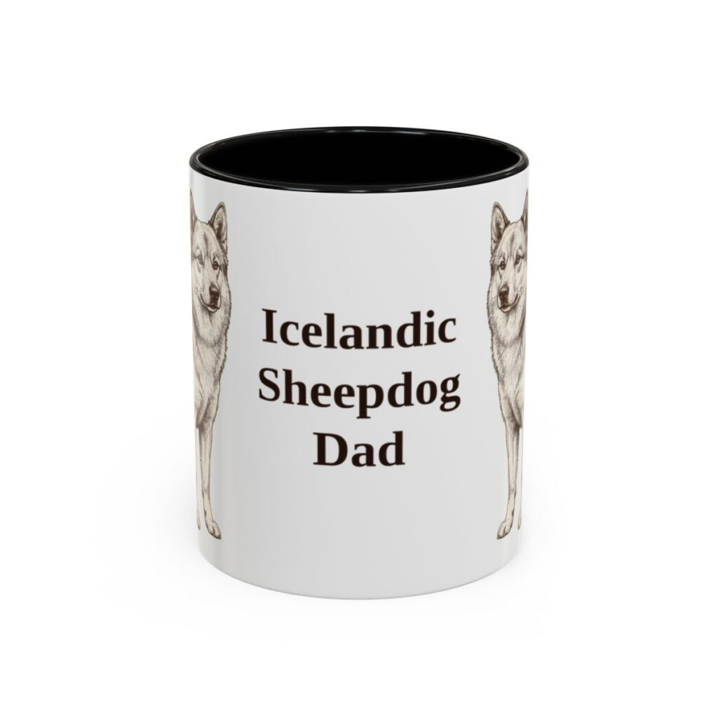 11oz Icelandic Sheepdog Dog Dad Mug, Black, front view