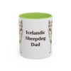 11oz Icelandic Sheepdog Dog Dad Mug, Light Green, front view