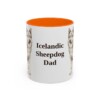 11oz Icelandic Sheepdog Dog Dad Mug, Orange, front view