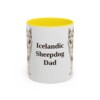 11oz Icelandic Sheepdog Dog Dad Mug, Yellow, front view