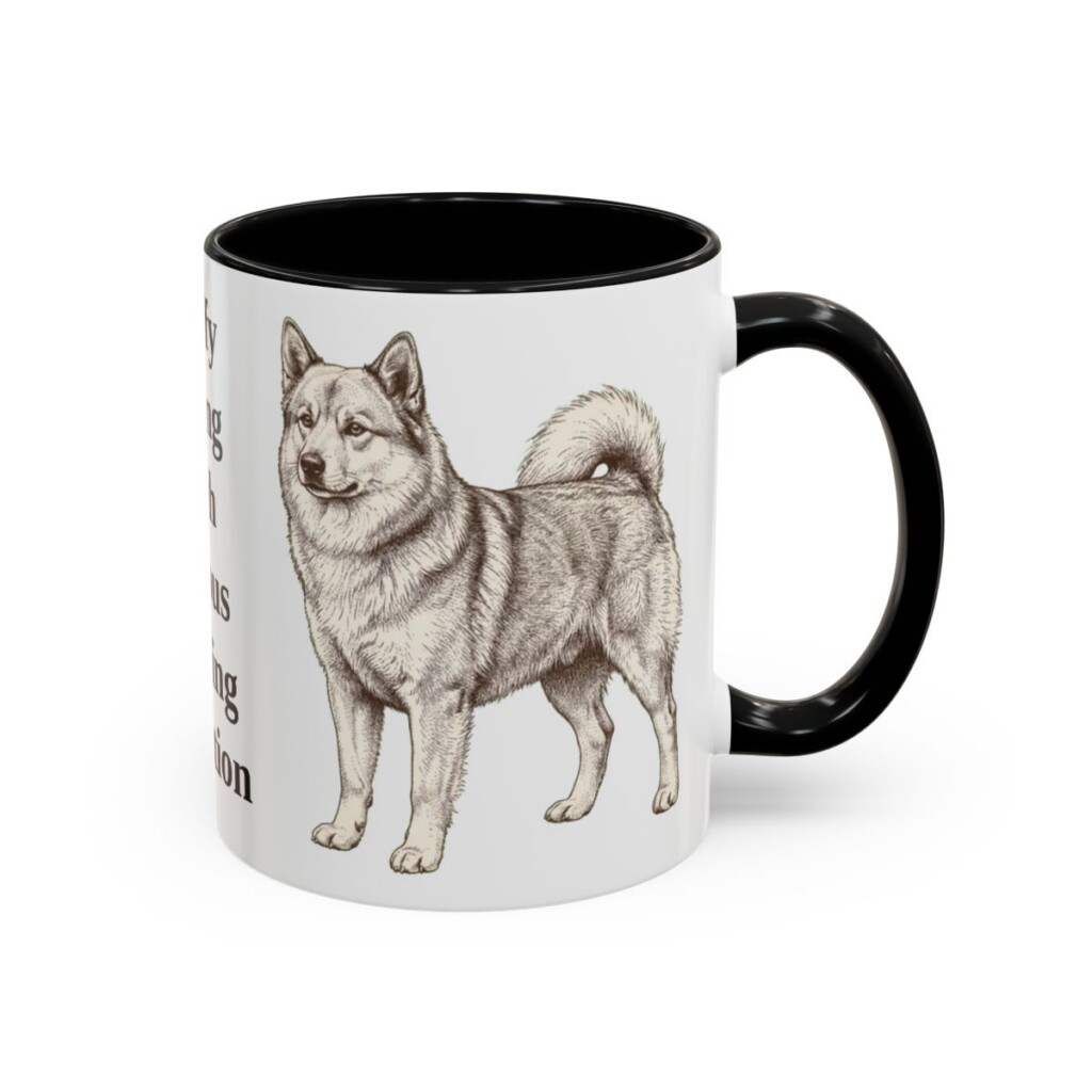11oz Funny Icelandic Sheepdog Mug, Black, right side view