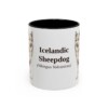 11oz Icelandic Sheepdog Latin Mug, Black, front view
