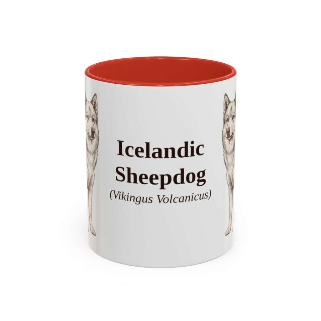 11oz Icelandic Sheepdog Latin Mug, Red, front view