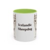 11oz Icelandic Sheepdog Mug, Light Green, front view