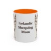 11oz Icelandic Sheepdog Dog Mom Mug, Orange, front view