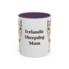 11oz Icelandic Sheepdog Dog Mom Mug, Purple, front view