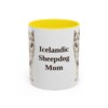 11oz Icelandic Sheepdog Dog Mom Mug, Yellow, front view