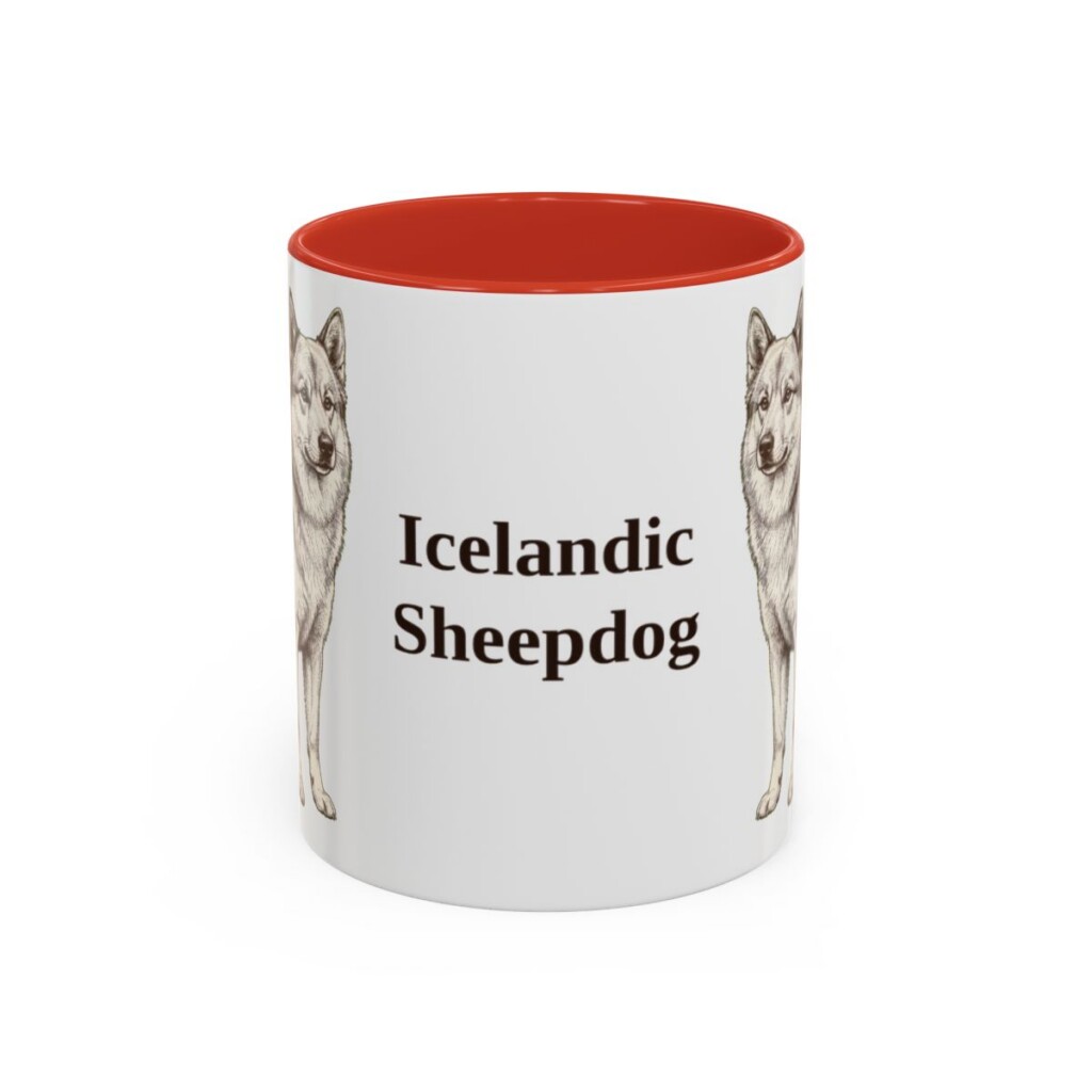 11oz Icelandic Sheepdog Mug, Red, front view