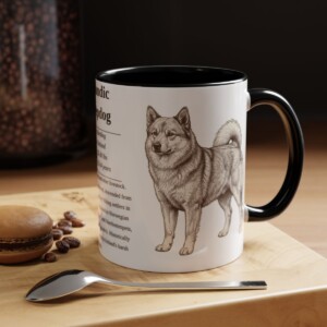 11oz Icelandic Sheepdog Mug, Black, lifestyle photo