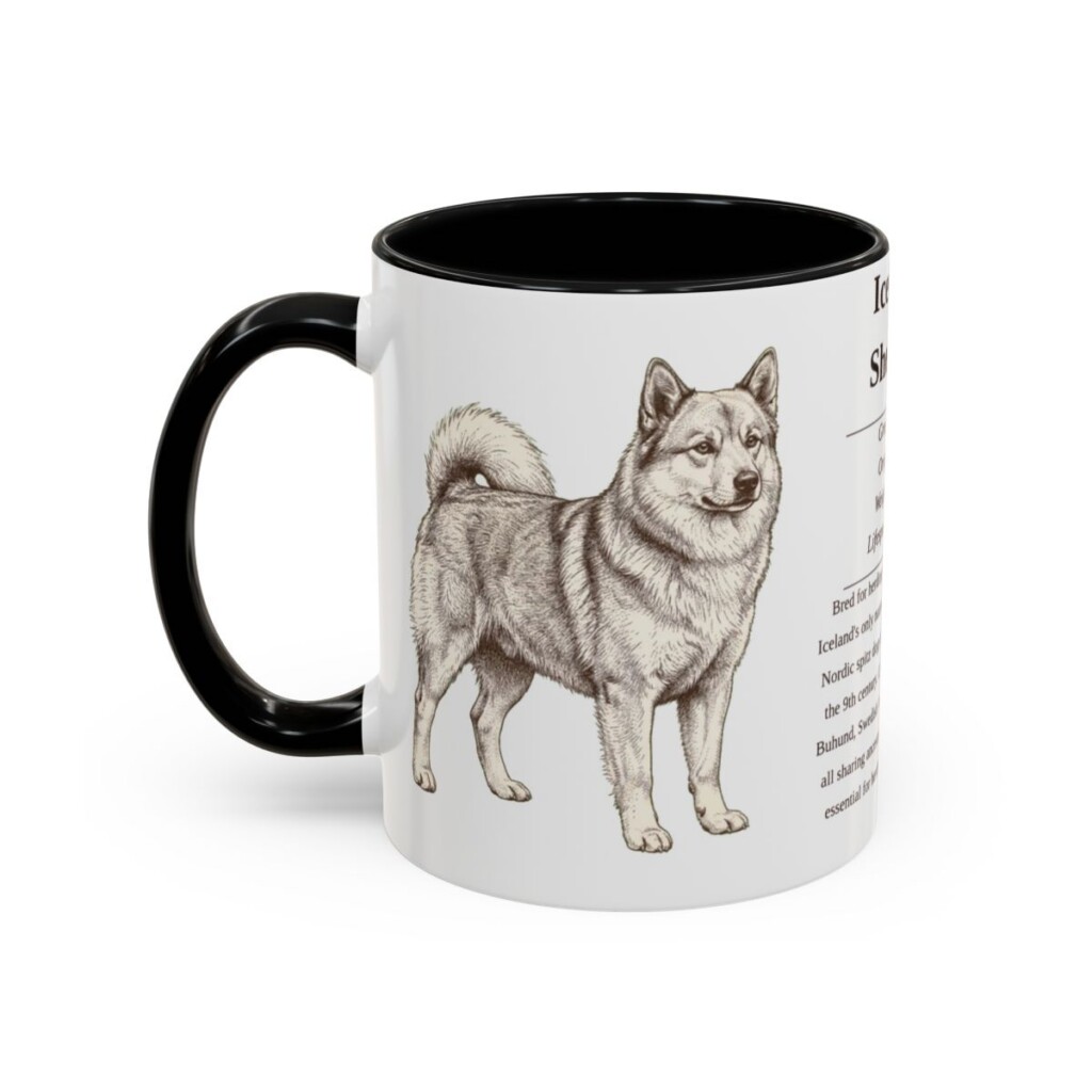 11oz Icelandic Sheepdog Mug, Black, left side view