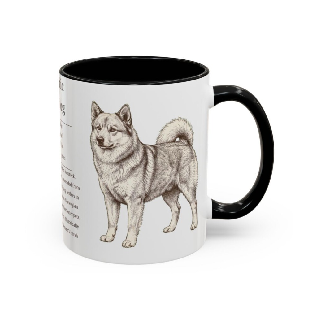 11oz Icelandic Sheepdog Mug, Black, right side view