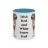 11oz Irish Red and White Setter Dog Dad Mug, Light Blue, front view