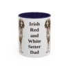 11oz Irish Red and White Setter Dog Dad Mug, Navy, front view
