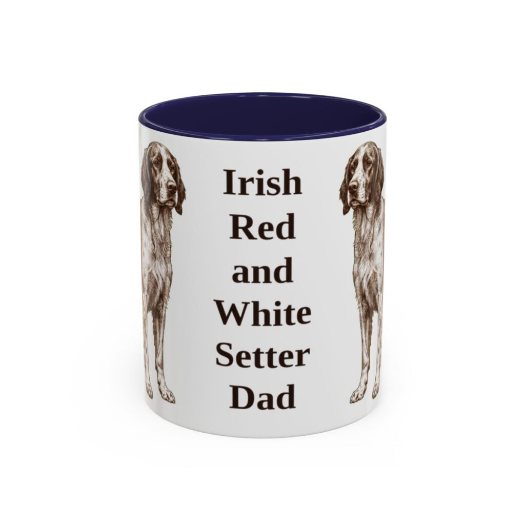 11oz Irish Red and White Setter Dog Dad Mug, Navy, front view