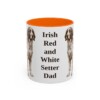 11oz Irish Red and White Setter Dog Dad Mug, Orange, front view