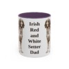 11oz Irish Red and White Setter Dog Dad Mug, Purple, front view