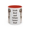 11oz Irish Red and White Setter Dog Dad Mug, Red, front view