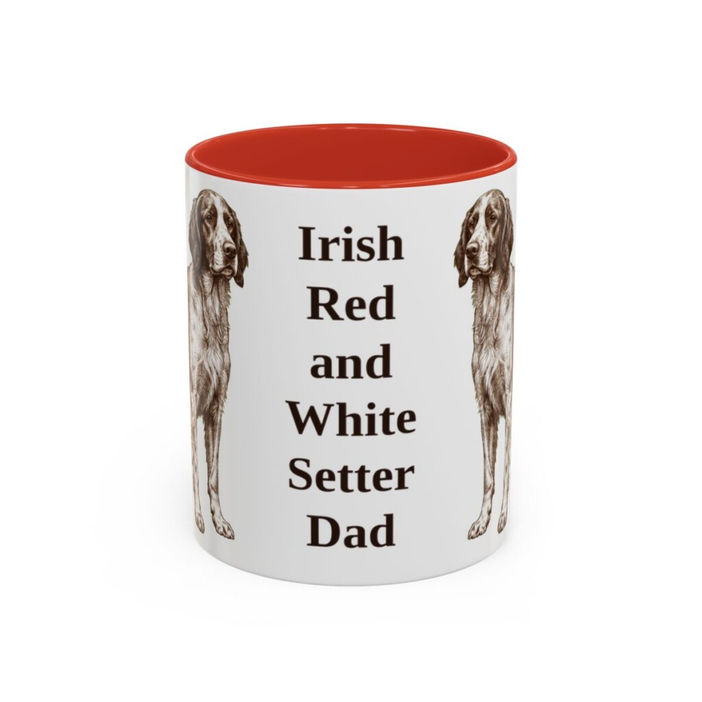 11oz Irish Red and White Setter Dog Dad Mug, Red, front view