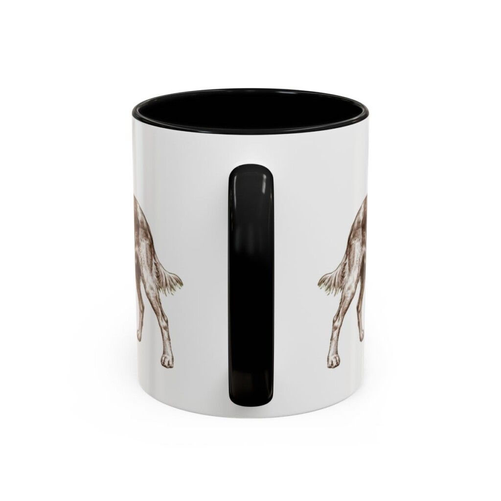 11oz Funny Irish Red and White Setter Mug, Black, back view