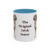 11oz Funny Irish Red and White Setter Mug, Light Blue, front view
