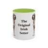 11oz Funny Irish Red and White Setter Mug, Light Green, front view