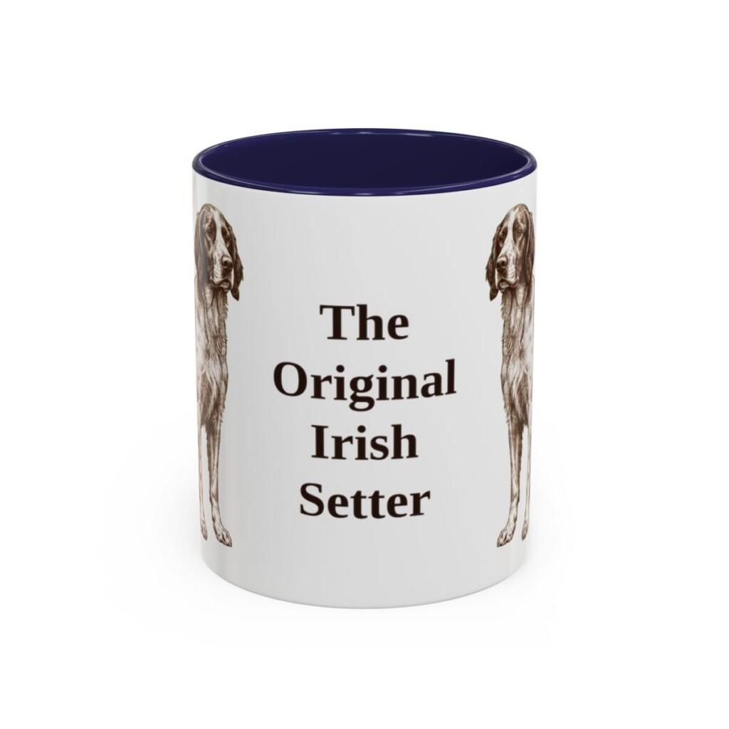 11oz Funny Irish Red and White Setter Mug, Navy, front view