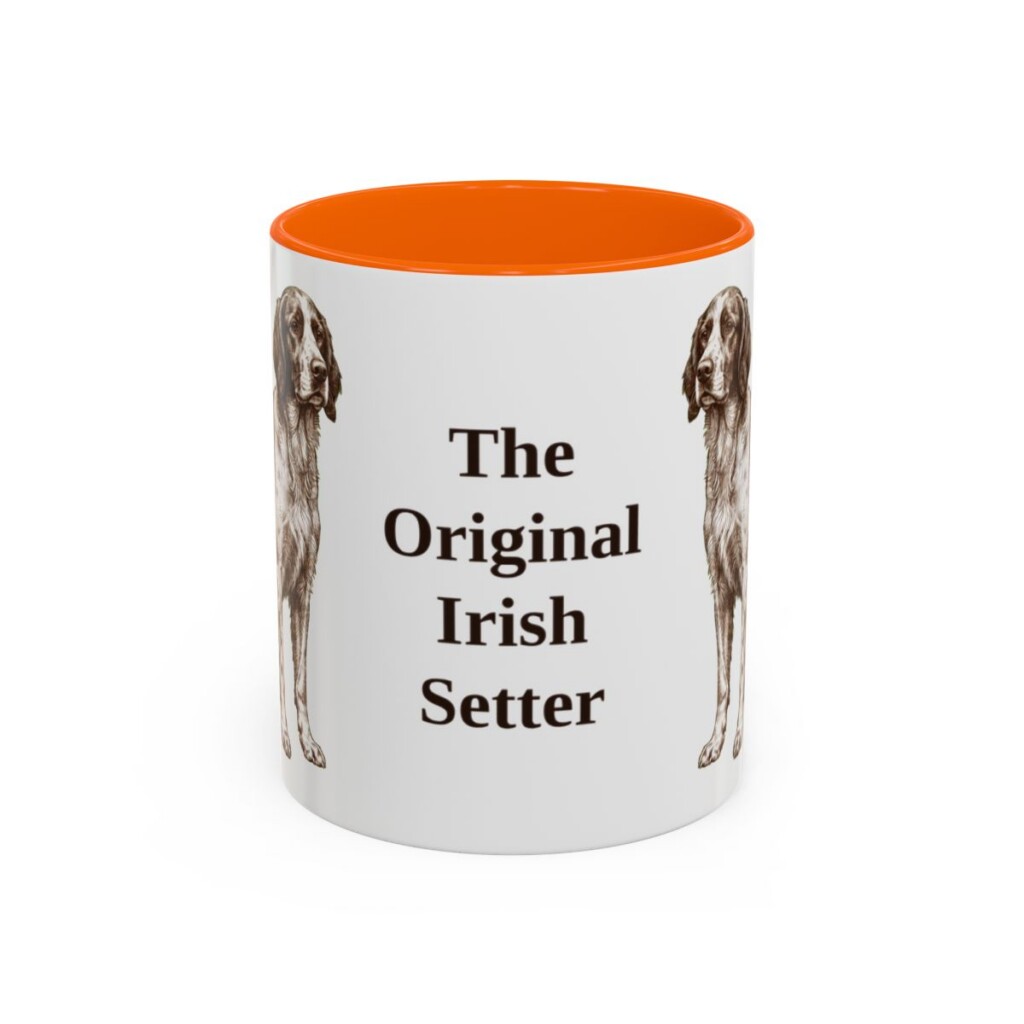 11oz Funny Irish Red and White Setter Mug, Orange, front view