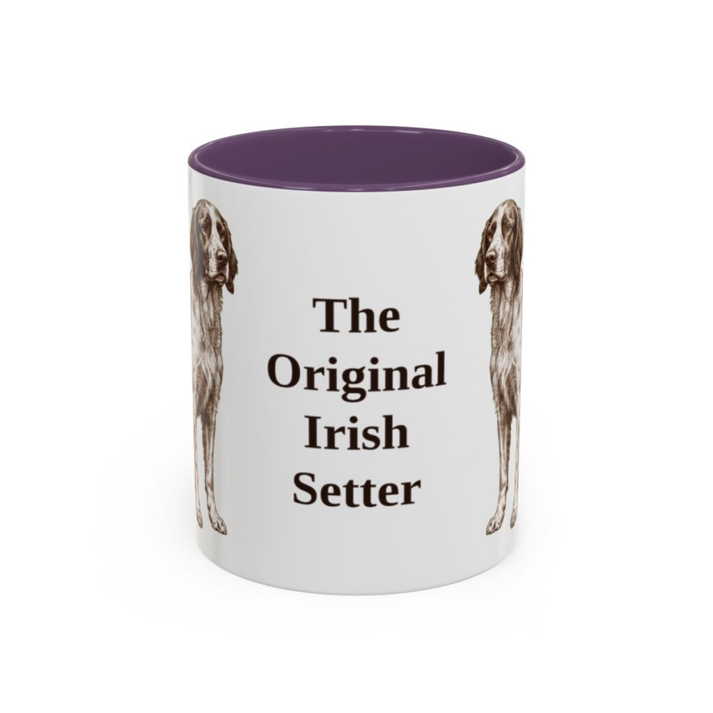 11oz Funny Irish Red and White Setter Mug, Purple, front view