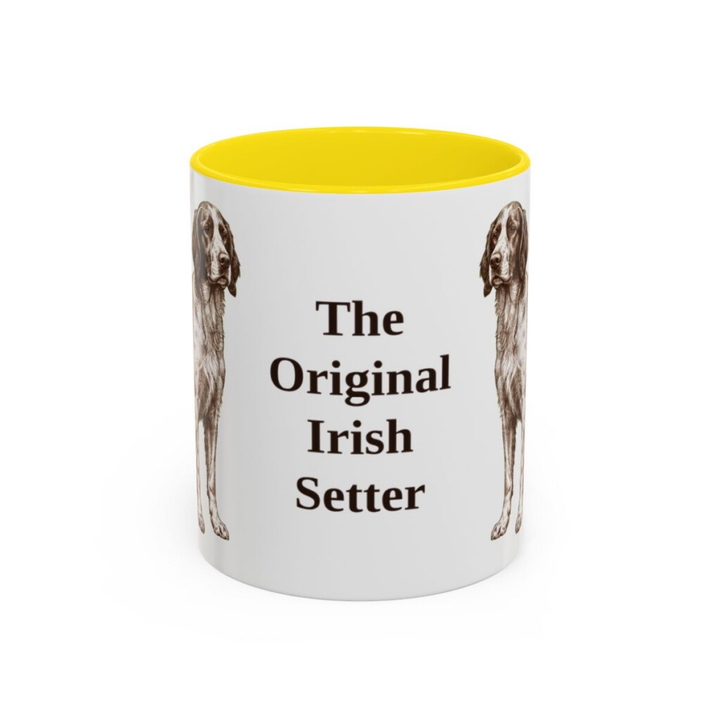 11oz Funny Irish Red and White Setter Mug, Yellow, front view