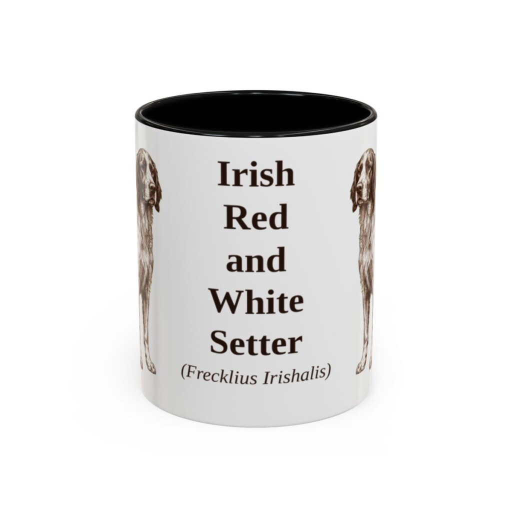 11oz Irish Red and White Setter Latin Mug, Black, front view