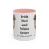 11oz Irish Red and White Setter Latin Mug, Pink, front view