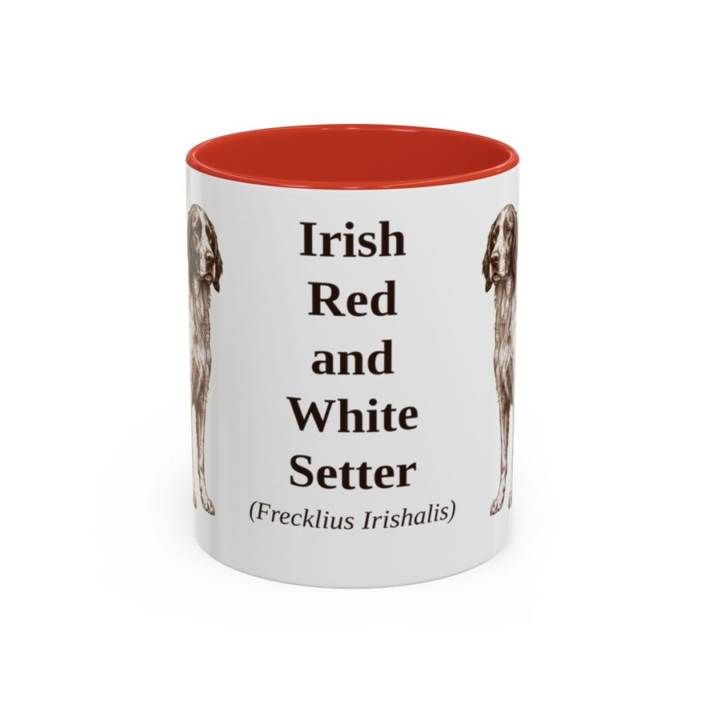 11oz Irish Red and White Setter Latin Mug, Red, front view