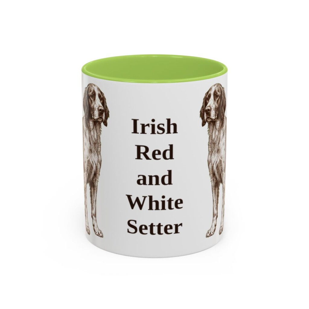 11oz-irish-red-and-white-setter-mug-light-green 11oz Irish Red and White Setter Mug, Light Green, front view