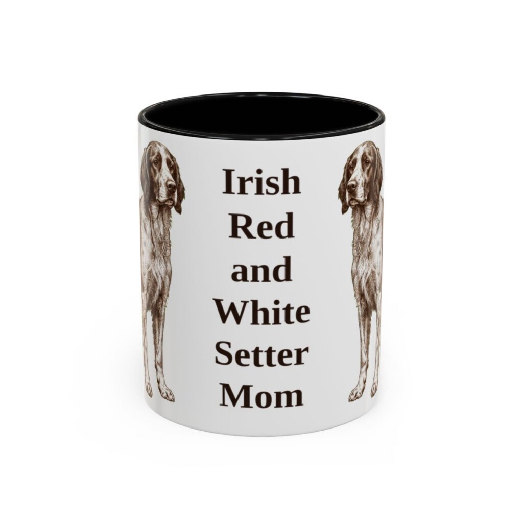 11oz Irish Red and White Setter Dog Mom Mug, Black, front view