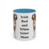 11oz Irish Red and White Setter Dog Mom Mug, Light Blue, front view